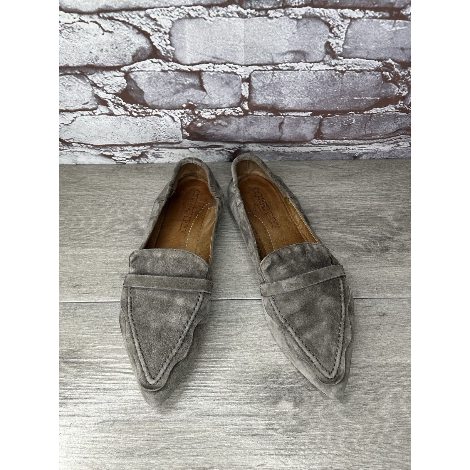 gomme Pomme D’or Gray Suede Leather Pointed Toe Ballet Flats Women Size US 7.5 / IT 37.5 - 11 Thumbnail