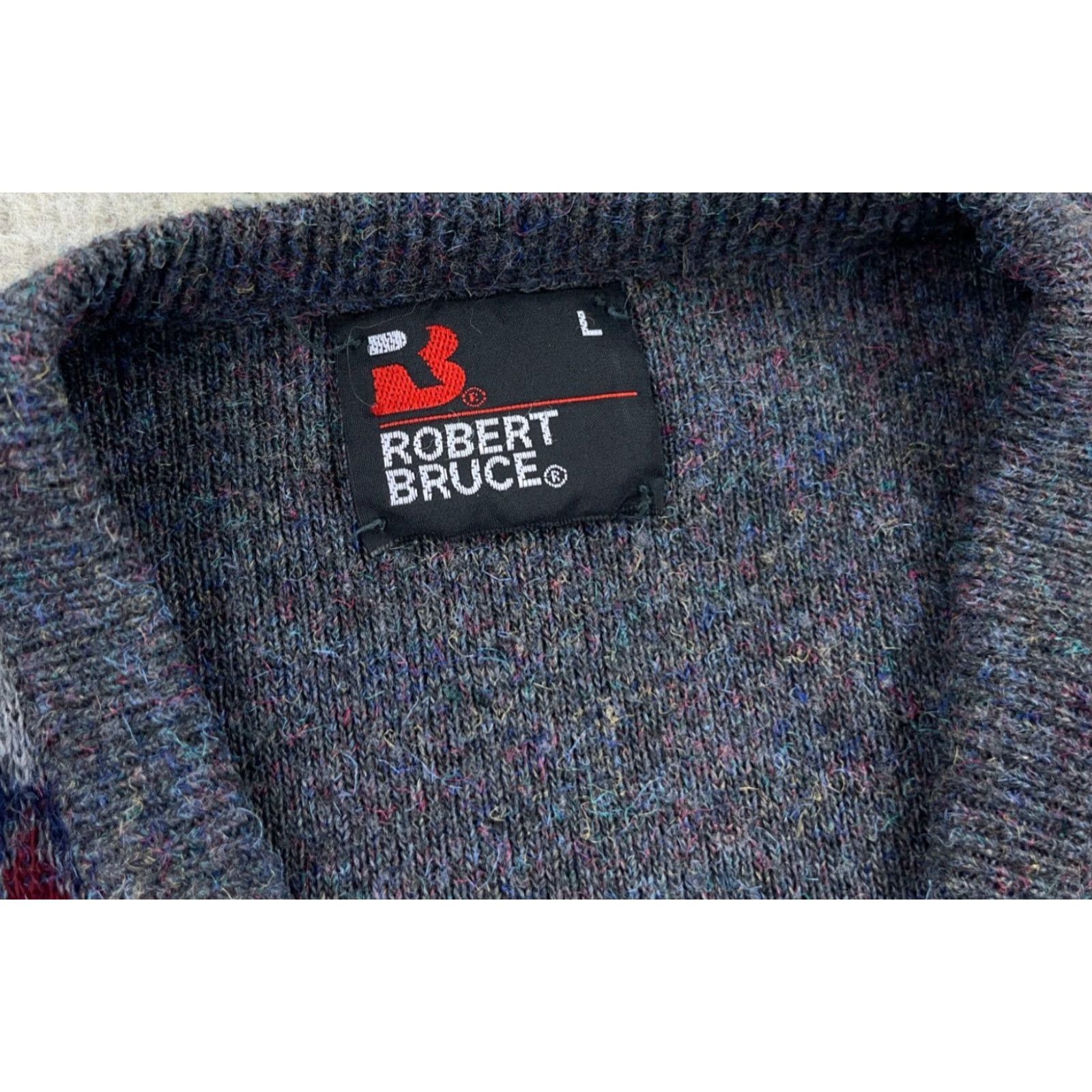 Vintage VINTAGE Grandpa Sweater Men Large Gray Red V Neck Knit 80s 90s Diamond Golf Size US L / EU 52-54 / 3 - 4 Thumbnail
