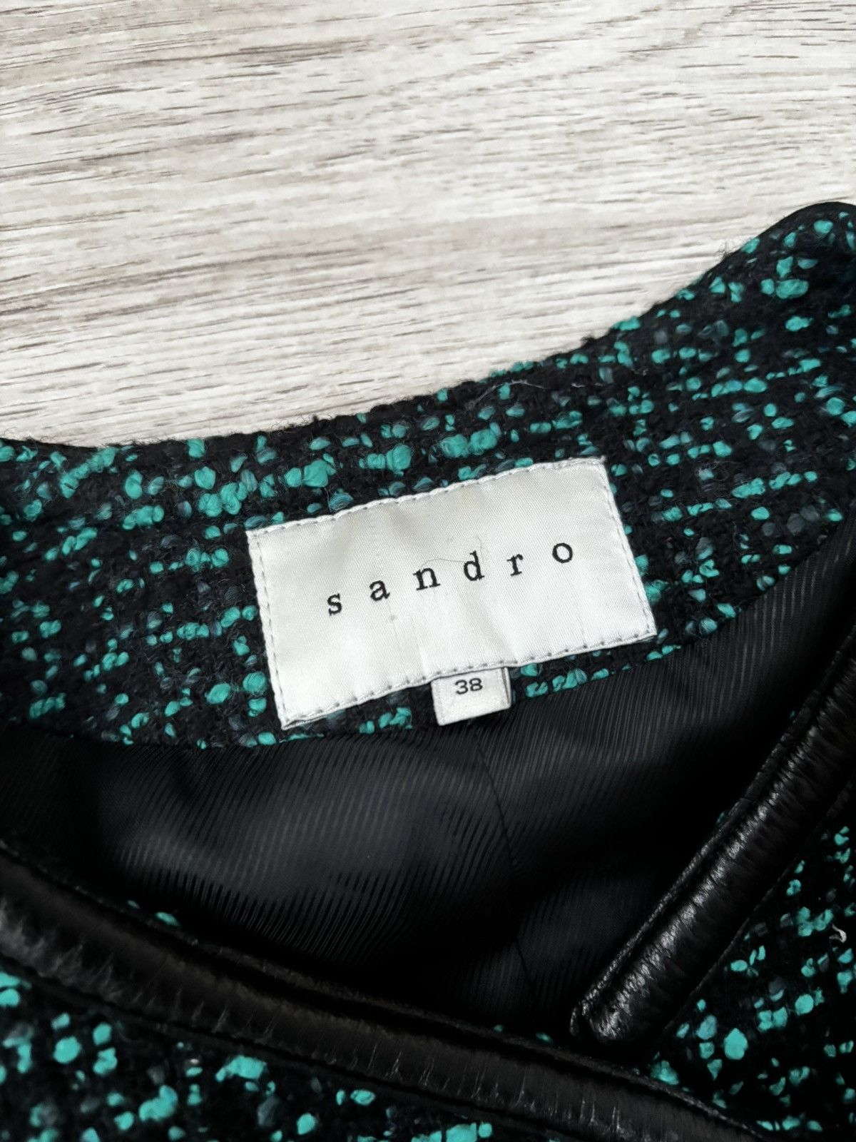 Sandro Sandro Paris Emerald Green Wool-Blend Leather Trim Short Size S / US 4 / IT 40 - 2 Thumbnail