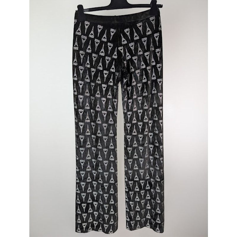 Balenciaga o1rshd1 Eiffel Tower Strass Velvet Elastic Pants in Black Size 30" / US 8 / IT 44 - 17 Thumbnail
