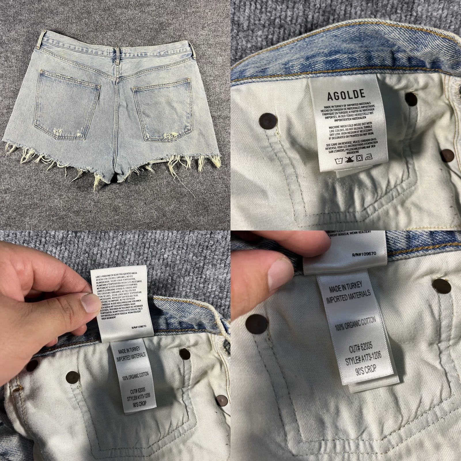 Agolde VINTAGE Agolde Denim Jean Shorts Women's 34 Blue Cut Offs Distressed Button Fly 90s Crop Size 24" / US 00 / IT 34 - 8 Thumbnail