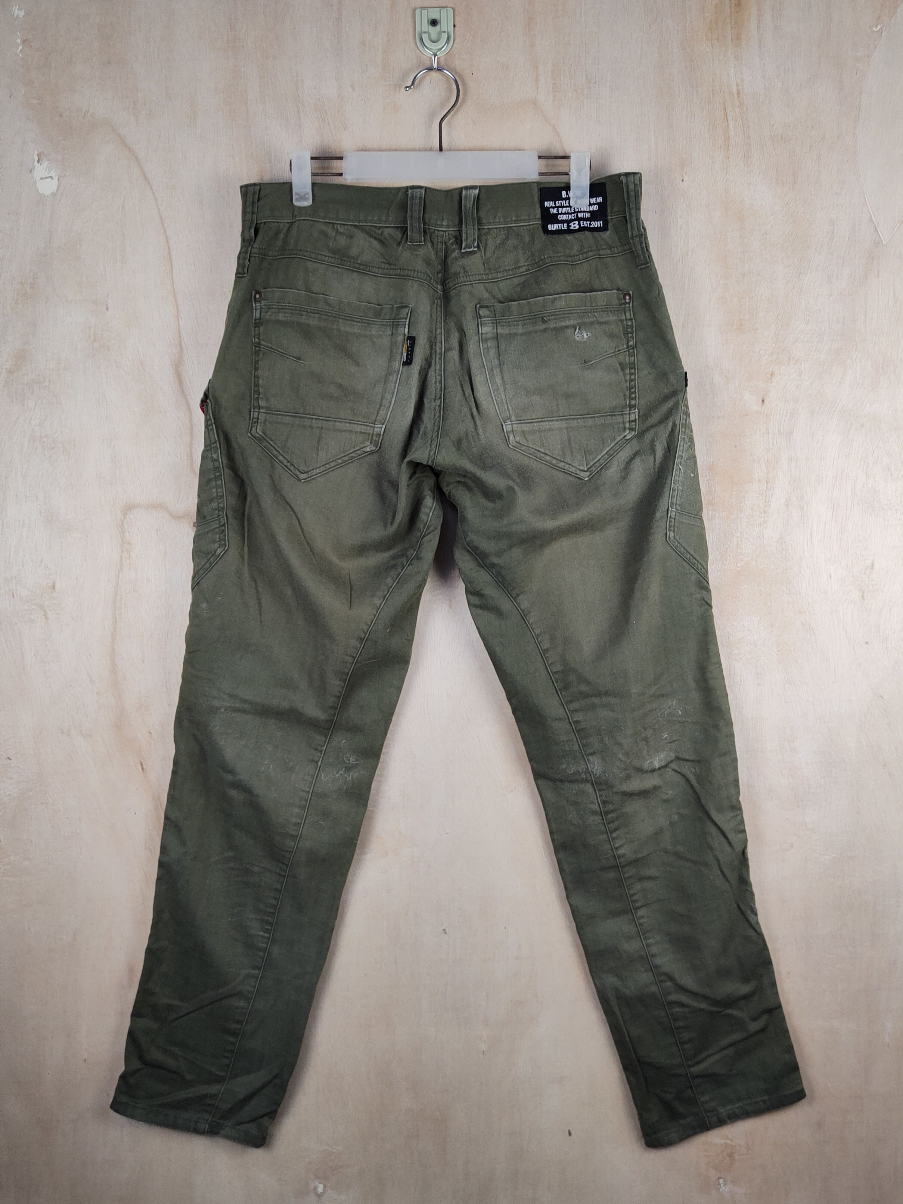Japanese Brand Burtle Olive Faded Multipocket Tactical Cargo Pants #S2411 Size US 33 - 8 Thumbnail