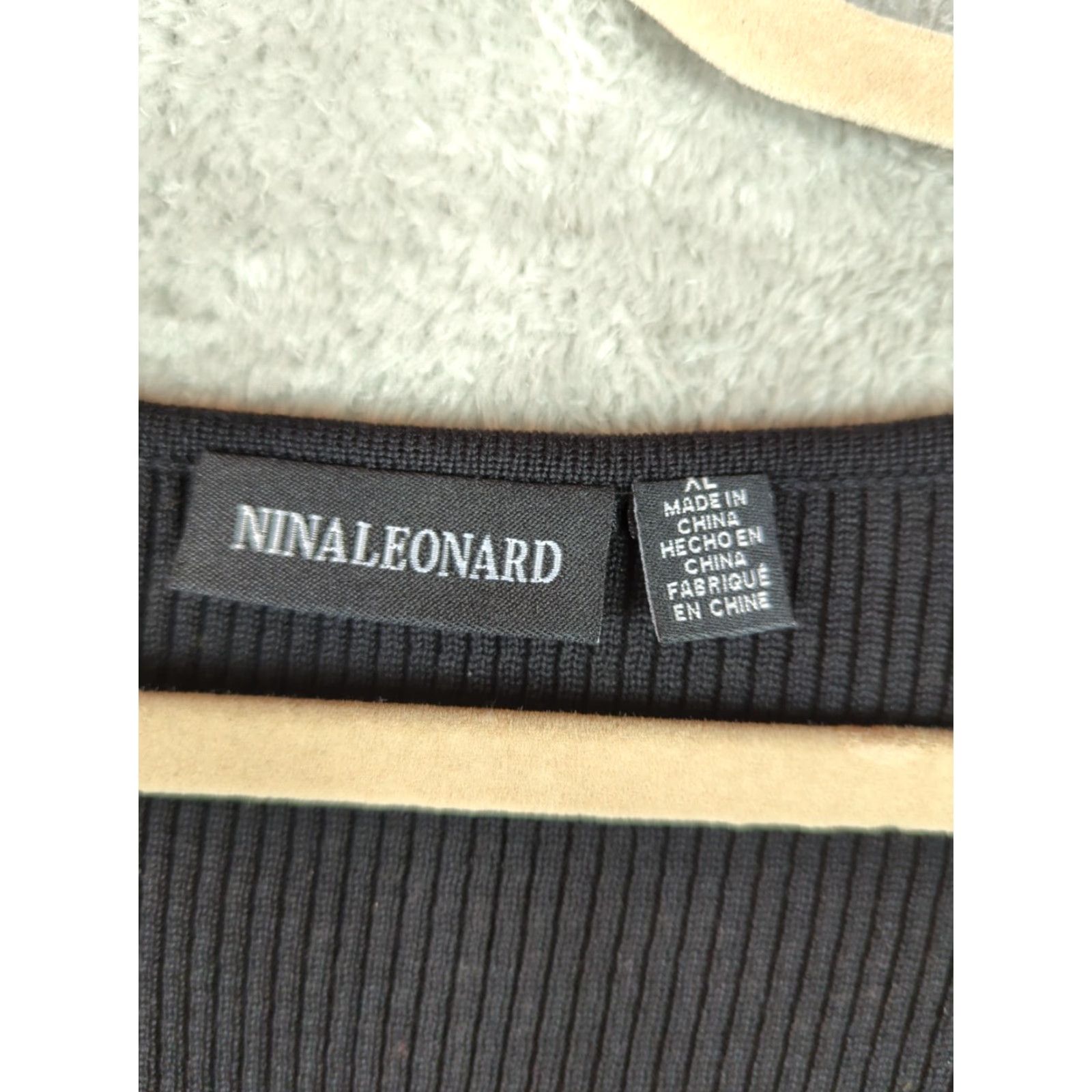 Vintage Nina Leonard Sweater Dress Womens XL Black Ribbed Knit Bell Sleeve Boho classic Size XL / US 12-14 / IT 48-50 - 3 Thumbnail