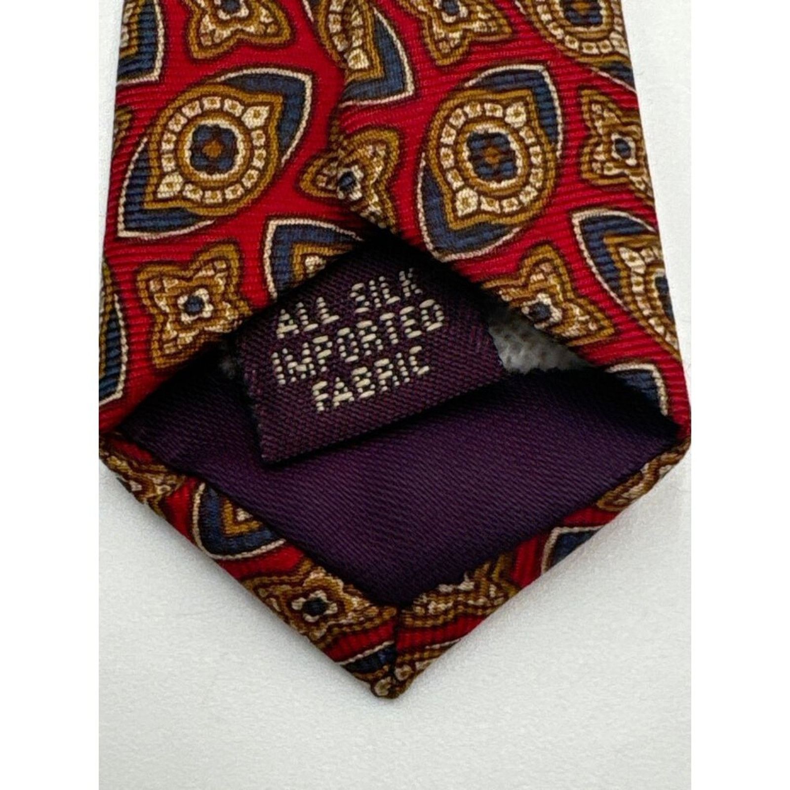 Bert Pulitzer Bert Pulitzer Signature Collection Mens Silk Tie Red & Gold Size ONE SIZE - 5 Thumbnail