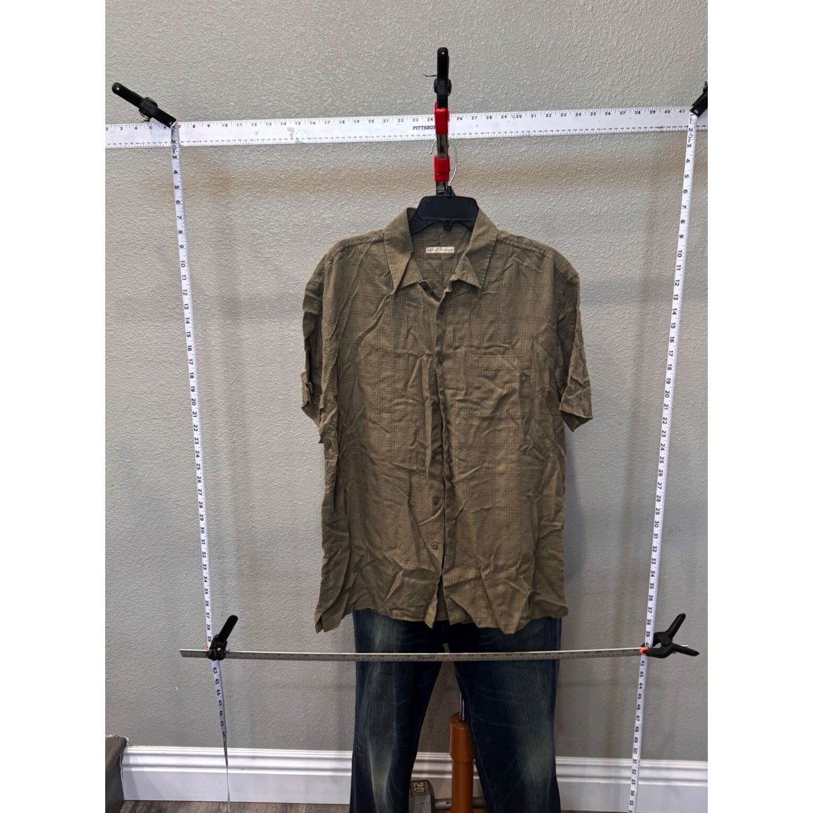 Vintage Age Of Wisdom Shirt Short Sleeve Button Up XL Green Check Poly Men XS? Size US XL / EU 56 / 4 - 2 Thumbnail