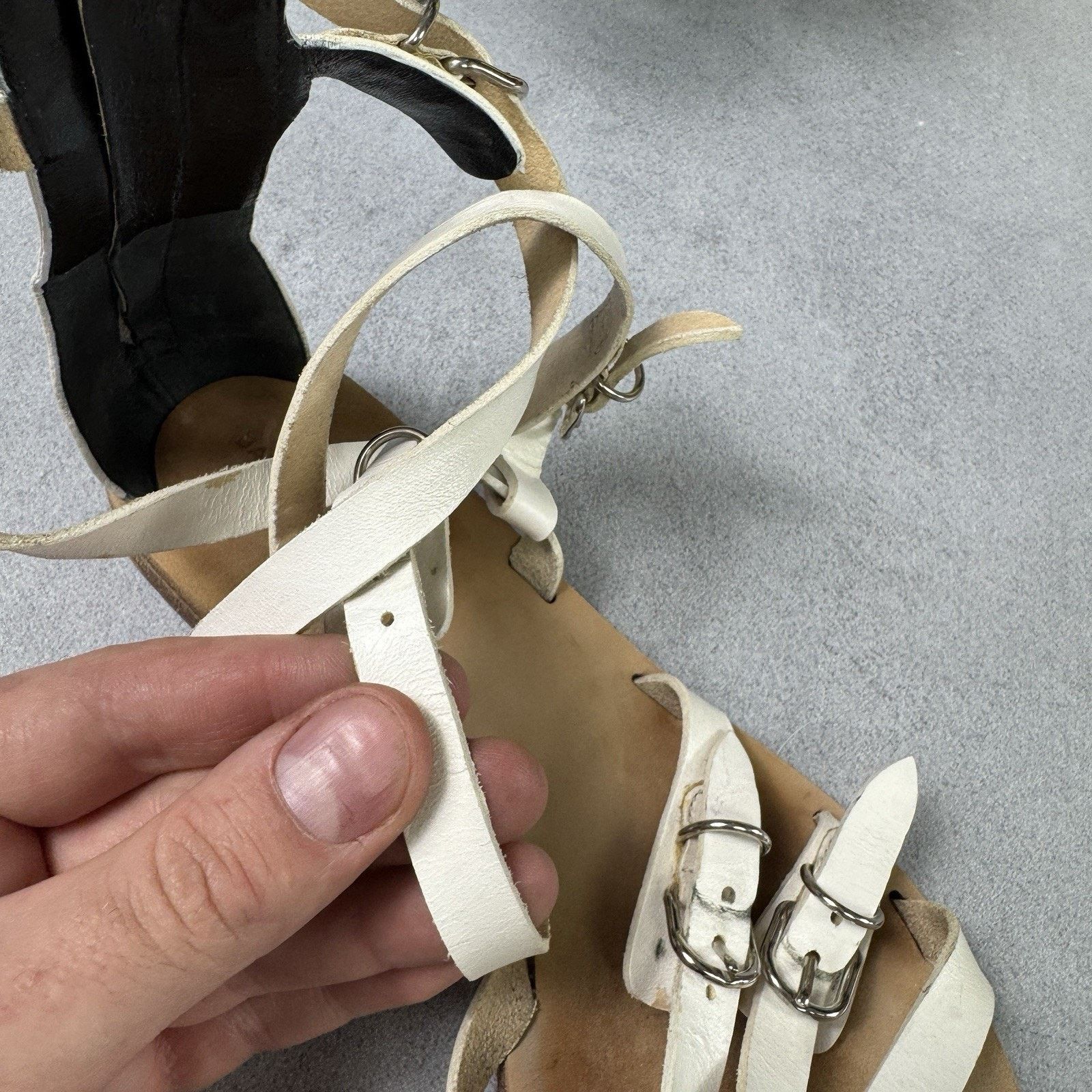 Balenciaga Balenciaga Bickle White Leather Gladiator Ankle Sandals 37 Size US 7 / IT 37 - 20 Thumbnail