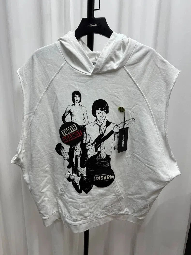Raf Simons Raf Simons Hooded White Graphic Sweatshirt- Size US XXL / EU 58 / 5 - 1 Thumbnail