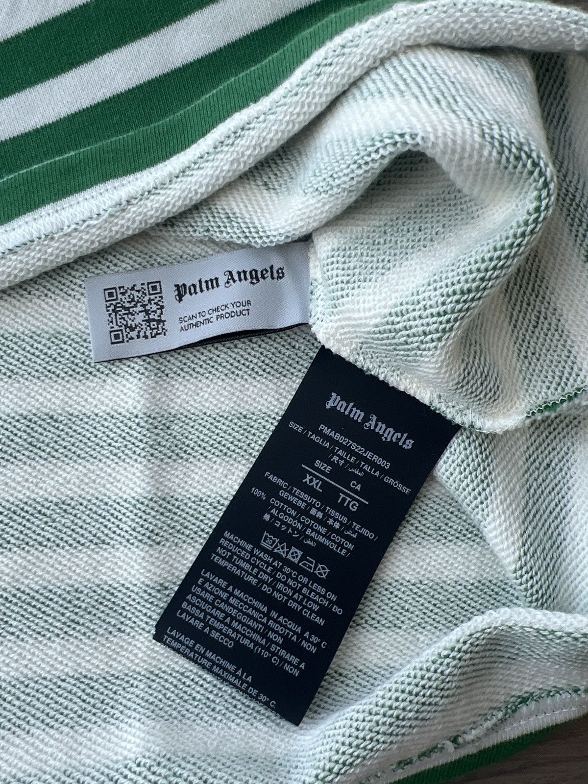 Palm Angels Palm Angels Bear Stripes Breton Long-SleeveTee 'Green/White' Size US XXL / EU 58 / 5 - 3 Thumbnail