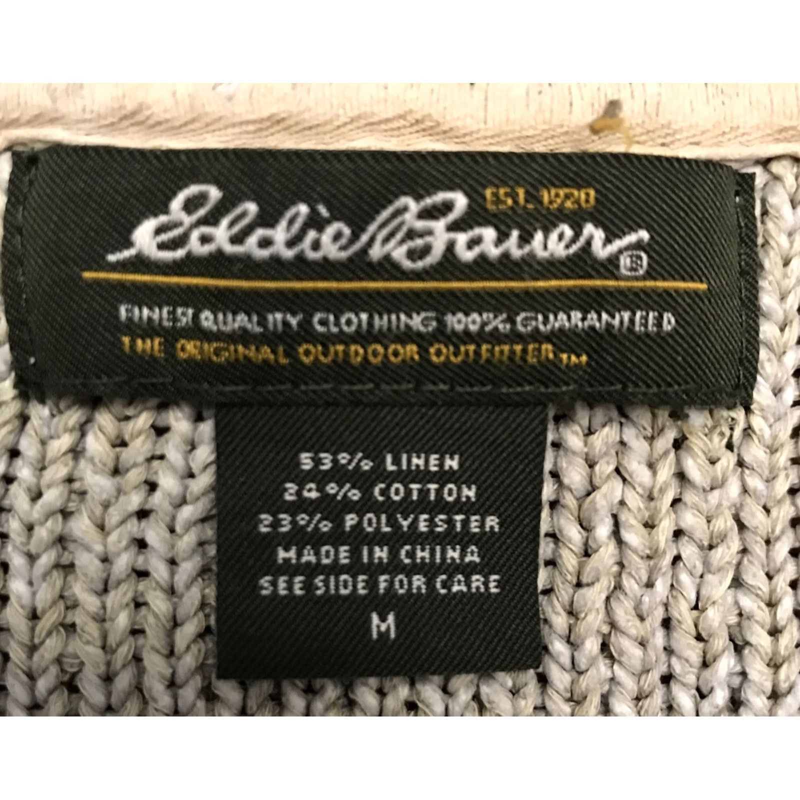 Eddie Bauer Eddie Bauer Cardigan Sweater Women's M Gray Crocheted 3/4 Sleeve Button Up Top Knit Cotton Linen Cotton Blend Polyester Size M / US 6-8 / IT 42-44 - 3 Thumbnail