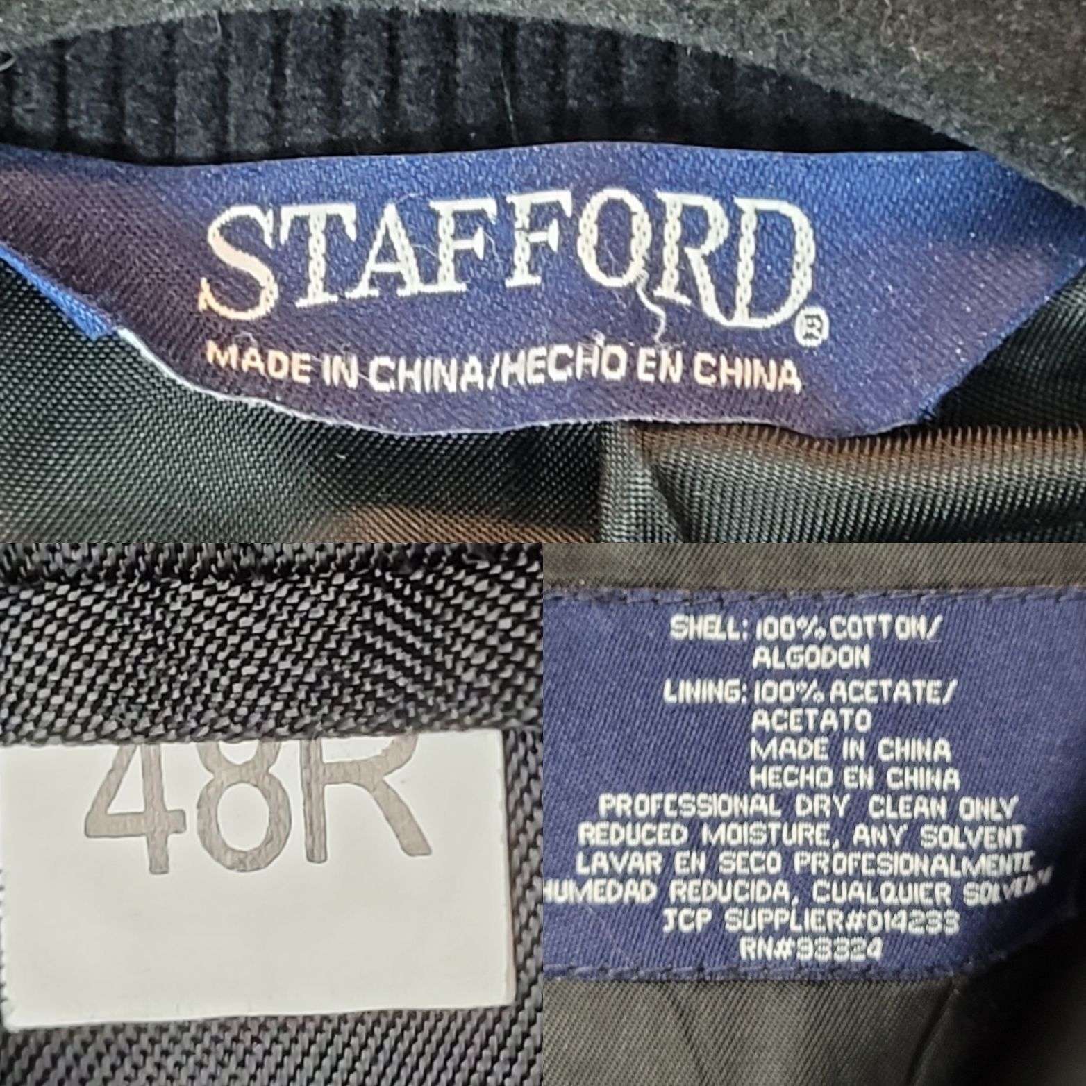 Stafford Stafford Mens 48R Corduroy Blazer Jacket Black Cotton Sports Size US XXL / EU 58 / 5 - 3 Thumbnail