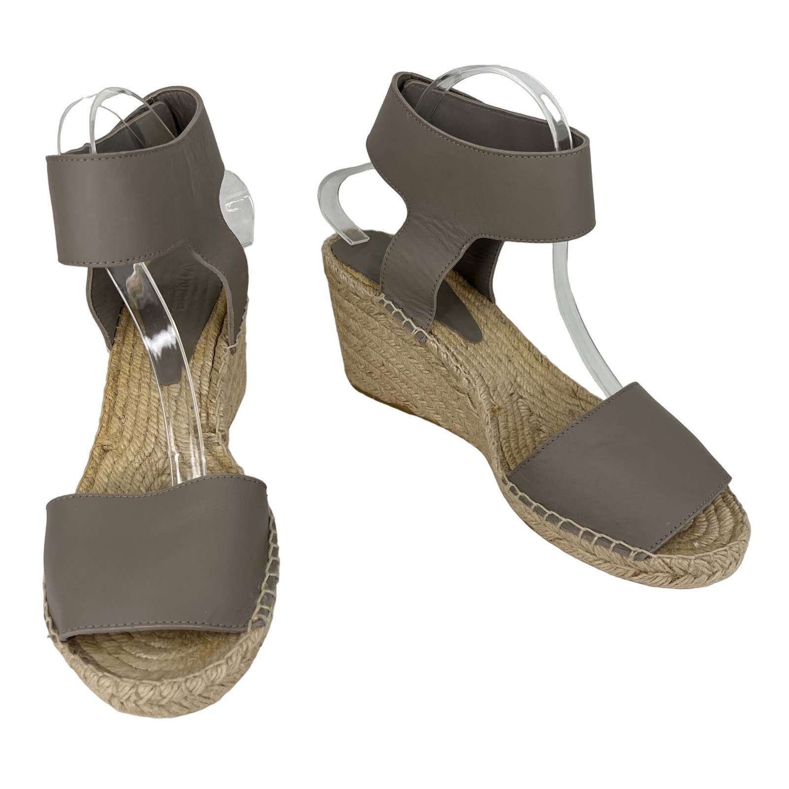 Vince Sophie Espadrille Sandals 10 Taupe 3.5" Wedge Heel Shoes in Grey, Women's