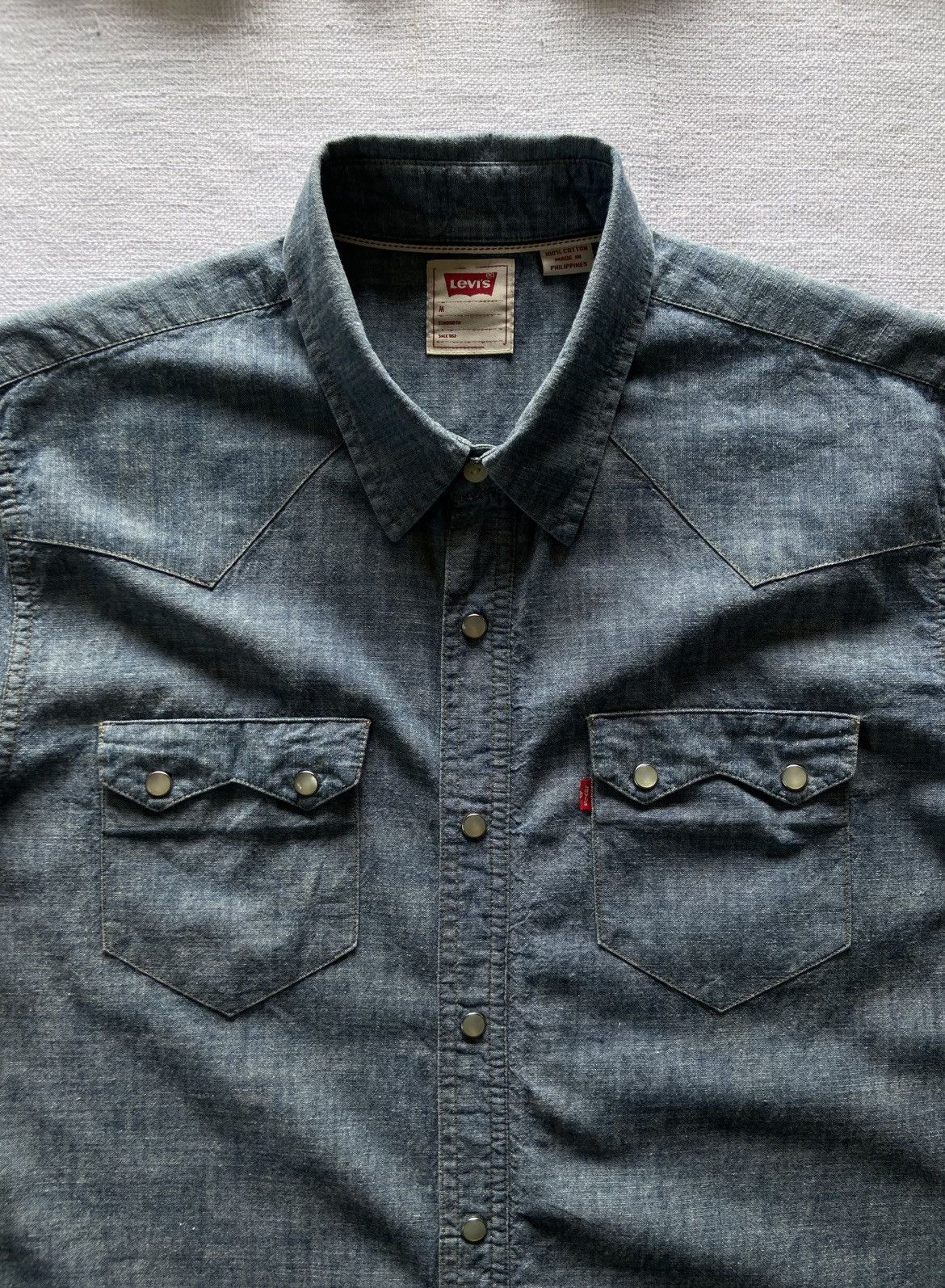 Levi's Levi’s Chambray Selvedge S/S Western Shirt. Size US M / EU 48-50 / 2 - 3 Thumbnail