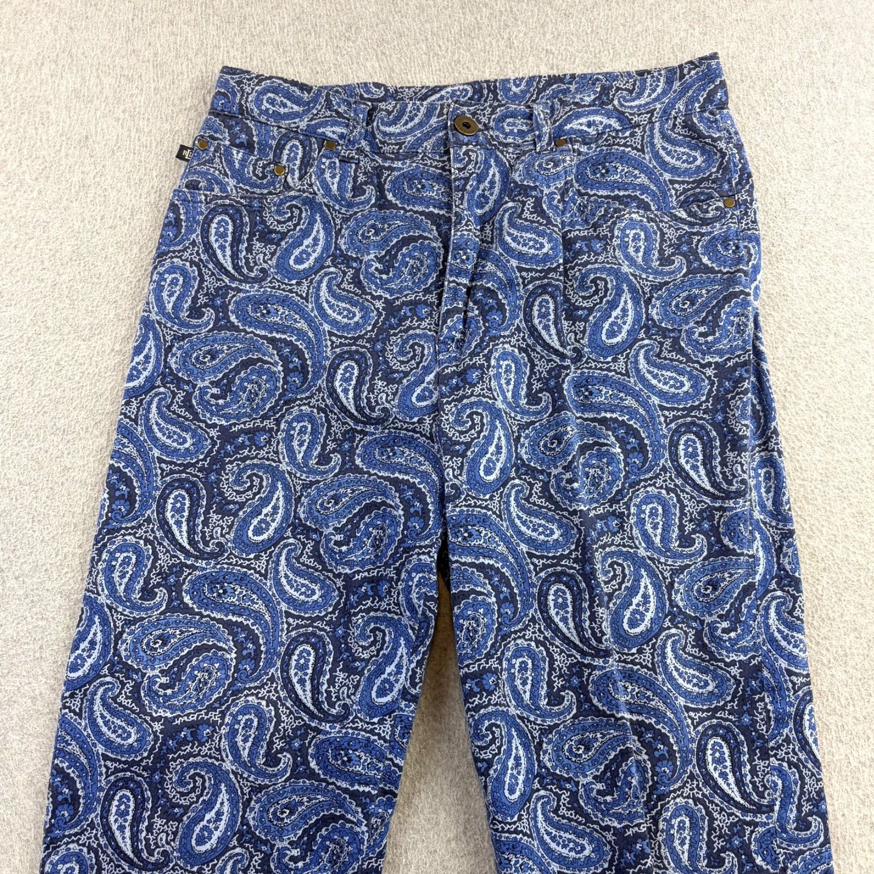 Ralph Lauren VINTAGE? No. Lauren Ralph Lauren Jeans Womens 8 Blue Paisley Straight Leg Stretch Denim Pants Size 30" / US 8 / IT 44 - 4 Thumbnail