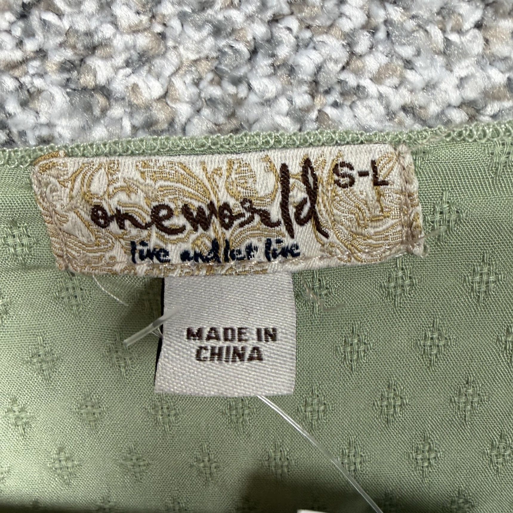 Vintage One World Blouse Kimono Womens S-L Green Embroidered Geometric Boho NWT Size S / US 4 / IT 40 - 4 Thumbnail
