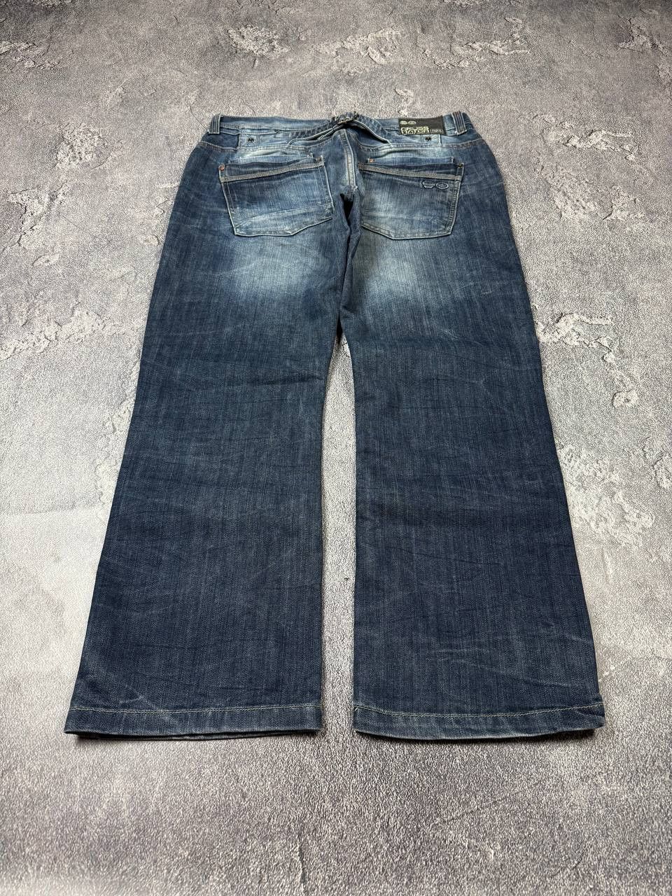 If Six Was Nine Y2K Crosshatch Faded Blue Straight Leg 2000s Grunge Denim Size US 36 / EU 52 - 4 Thumbnail