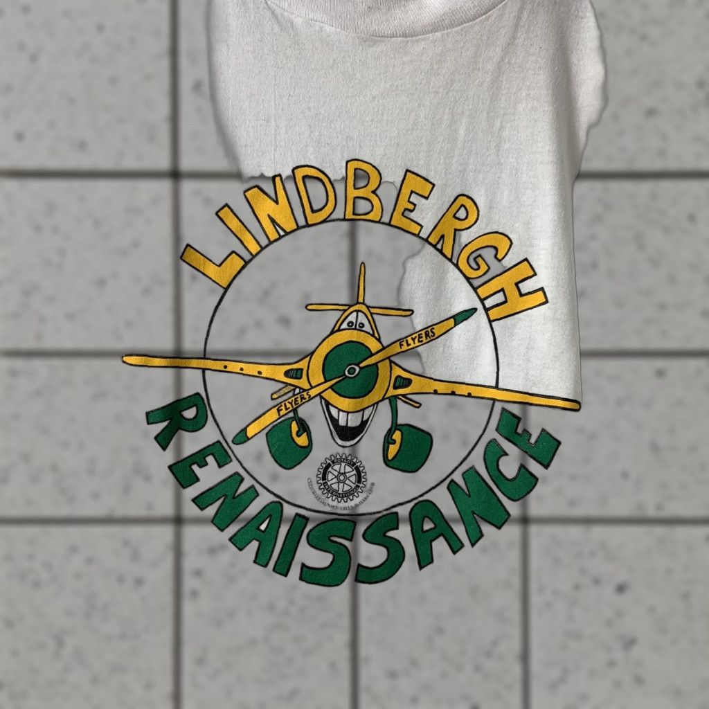 Fruit Of The Loom VINTAGE Lindbergh Flyers Renaissance Flight Pilot T-Shirt XL White Graphic Tee 1990s Mens Size US XL / EU 56 / 4 - 1 Thumbnail