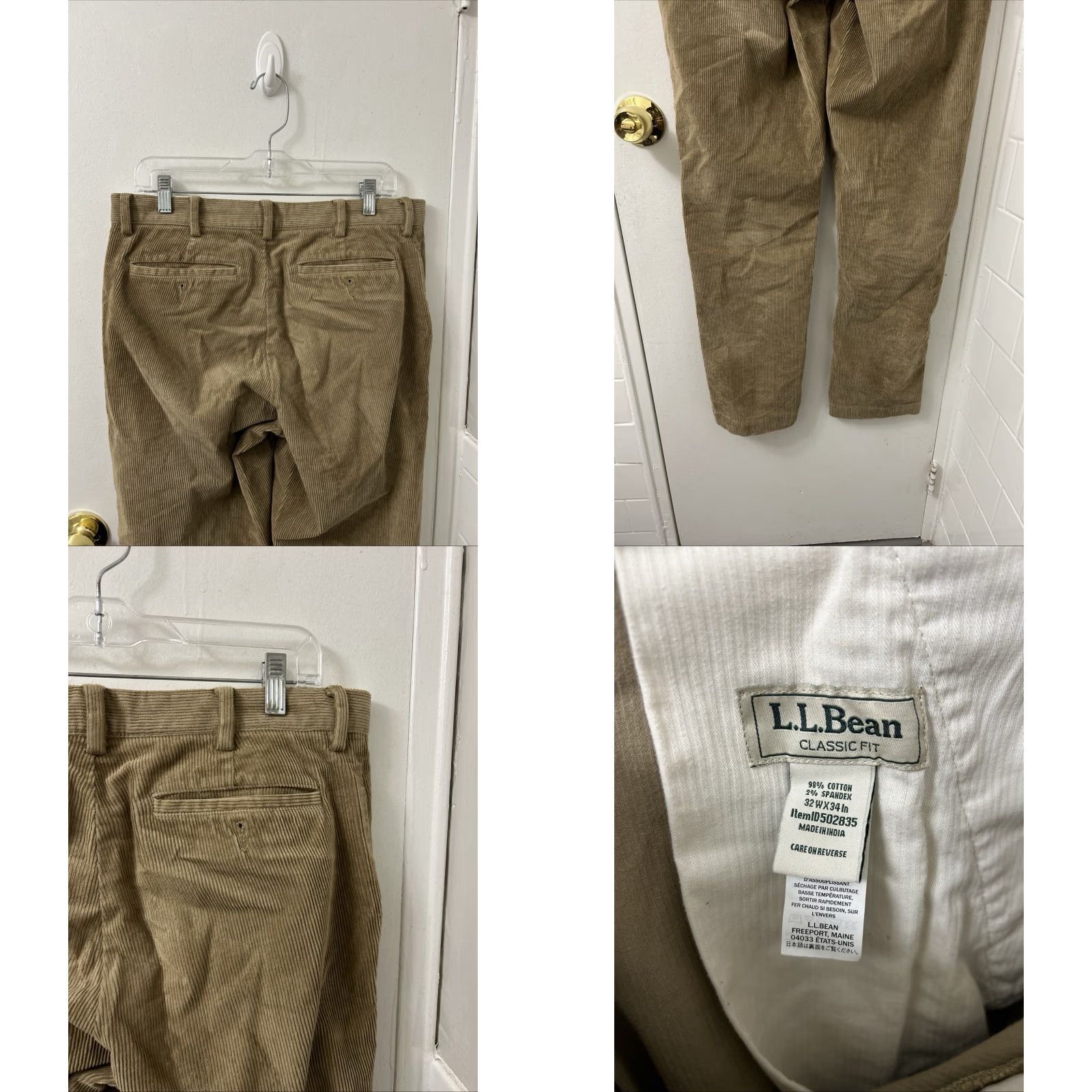 Vintage LL Bean Country Corduroy Pants Mens 32x32 Tan Classic Fit YKK Stretch 502835 Size US 32 / EU 48 - 8 Thumbnail