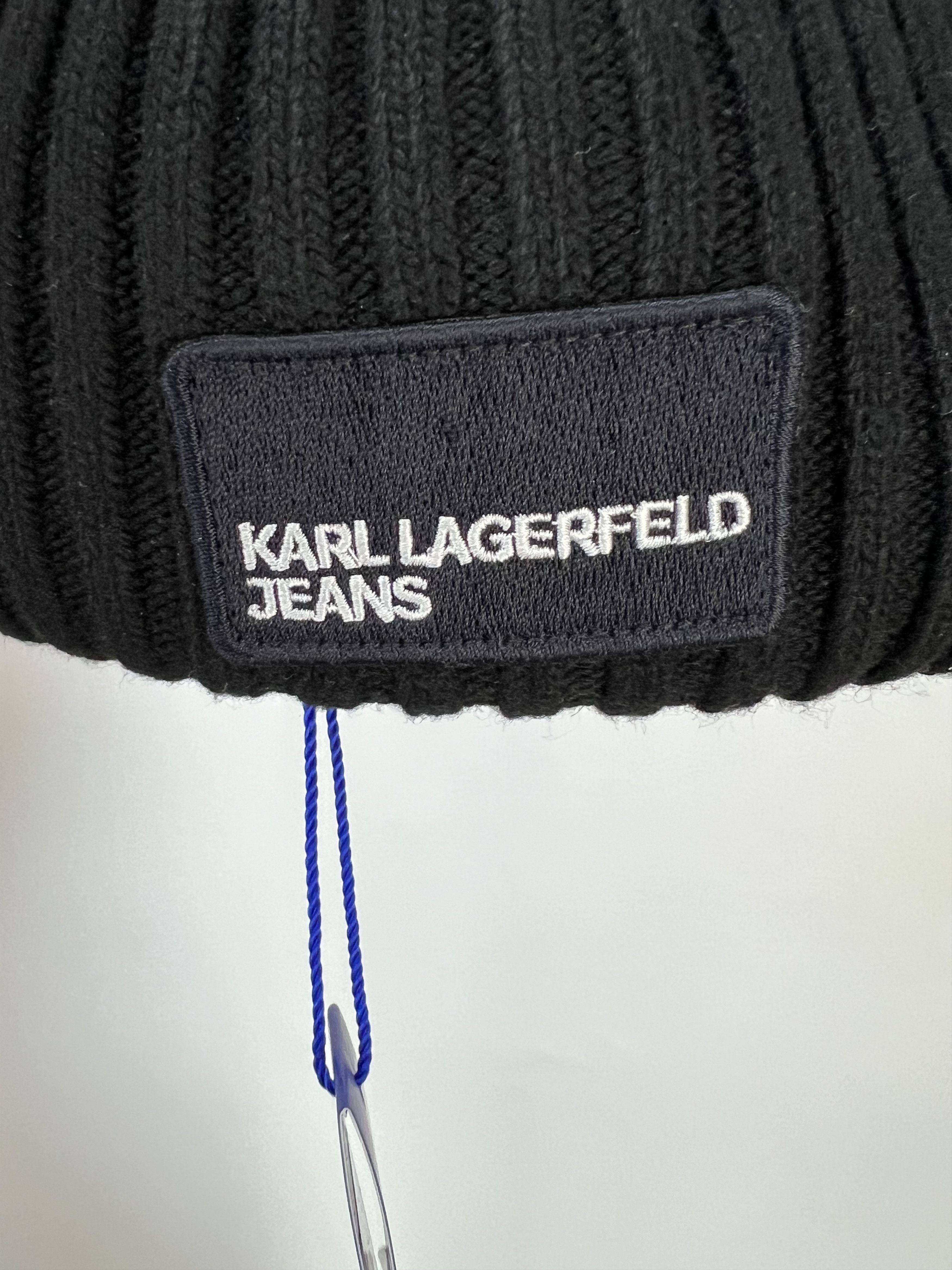Karl Lagerfeld Karl Lagerfeld Wool Cashmere Ribbed Beanie Hat Logo Size ONE SIZE - 4 Thumbnail