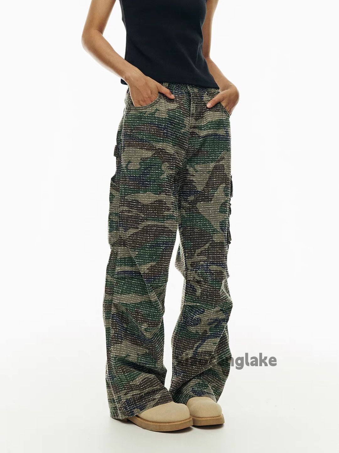 Designer × Japanese Brand × Vintage washed faded loose baggy camo utility cargo pants Size US 33 - 1 Thumbnail