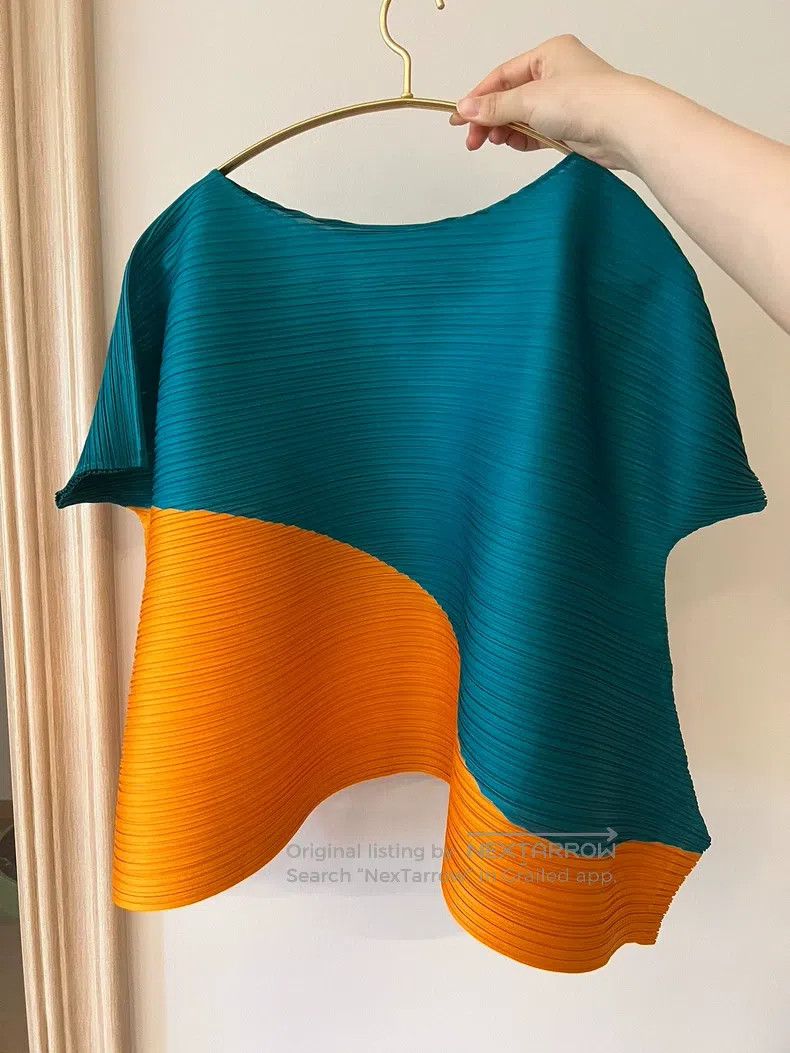 Issey Miyake Issey Miyake Green-Orange Color-Block Sleeveless Top Size L / US 10 / IT 46 - 2 Thumbnail