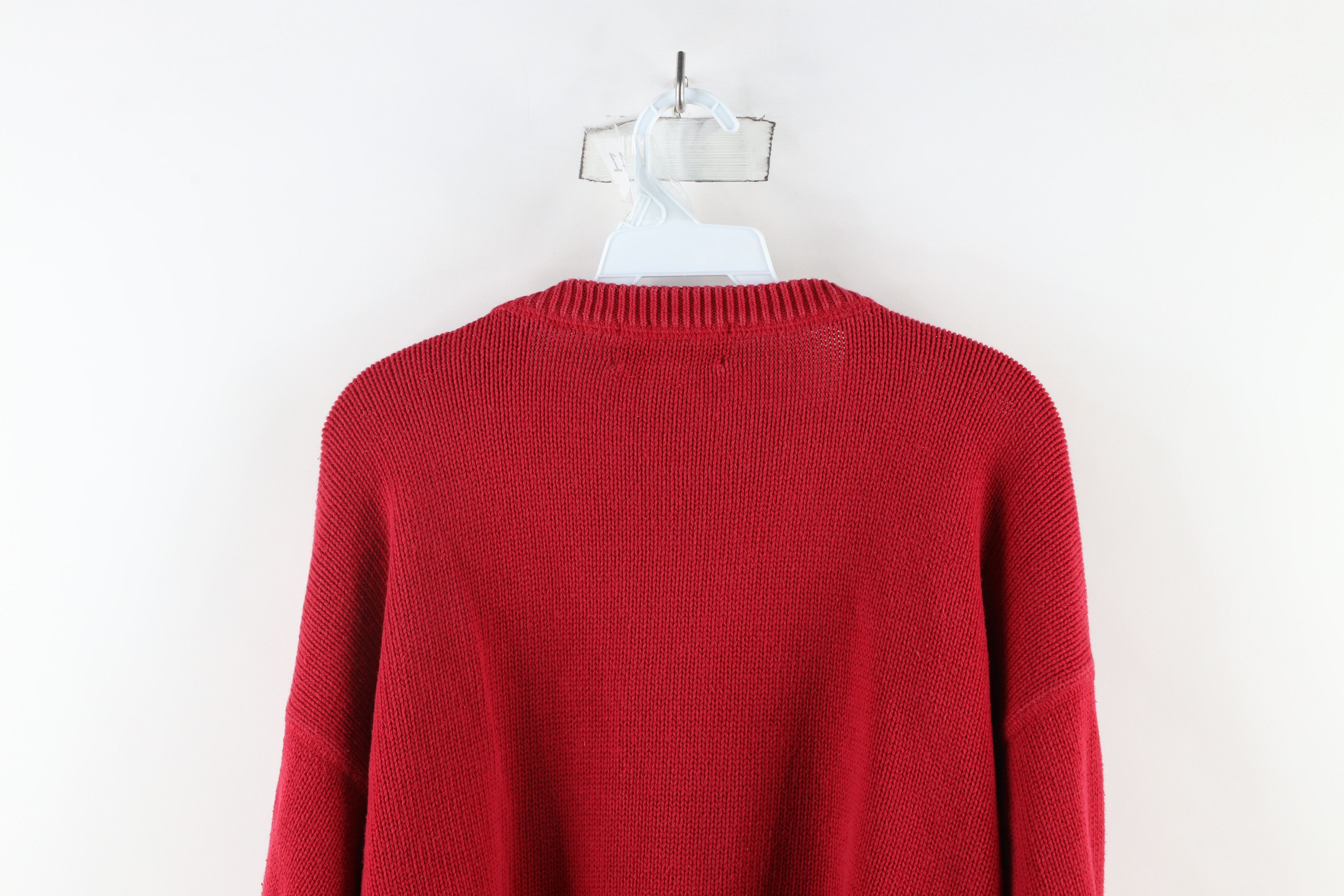 Vintage Vintage 90s Streetwear Blank Cotton Ribbed Knit Sweater Red Size US XL / EU 56 / 4 - 8 Thumbnail