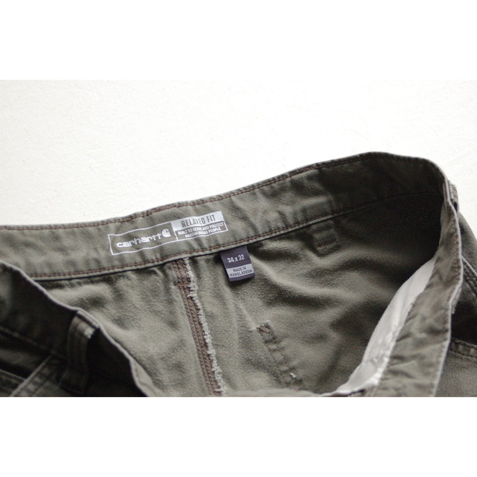 Carhartt Distressed Carhartt Duck Pants 34x32 Olive Honest Mending Size US 34 / EU 50 - 13 Thumbnail