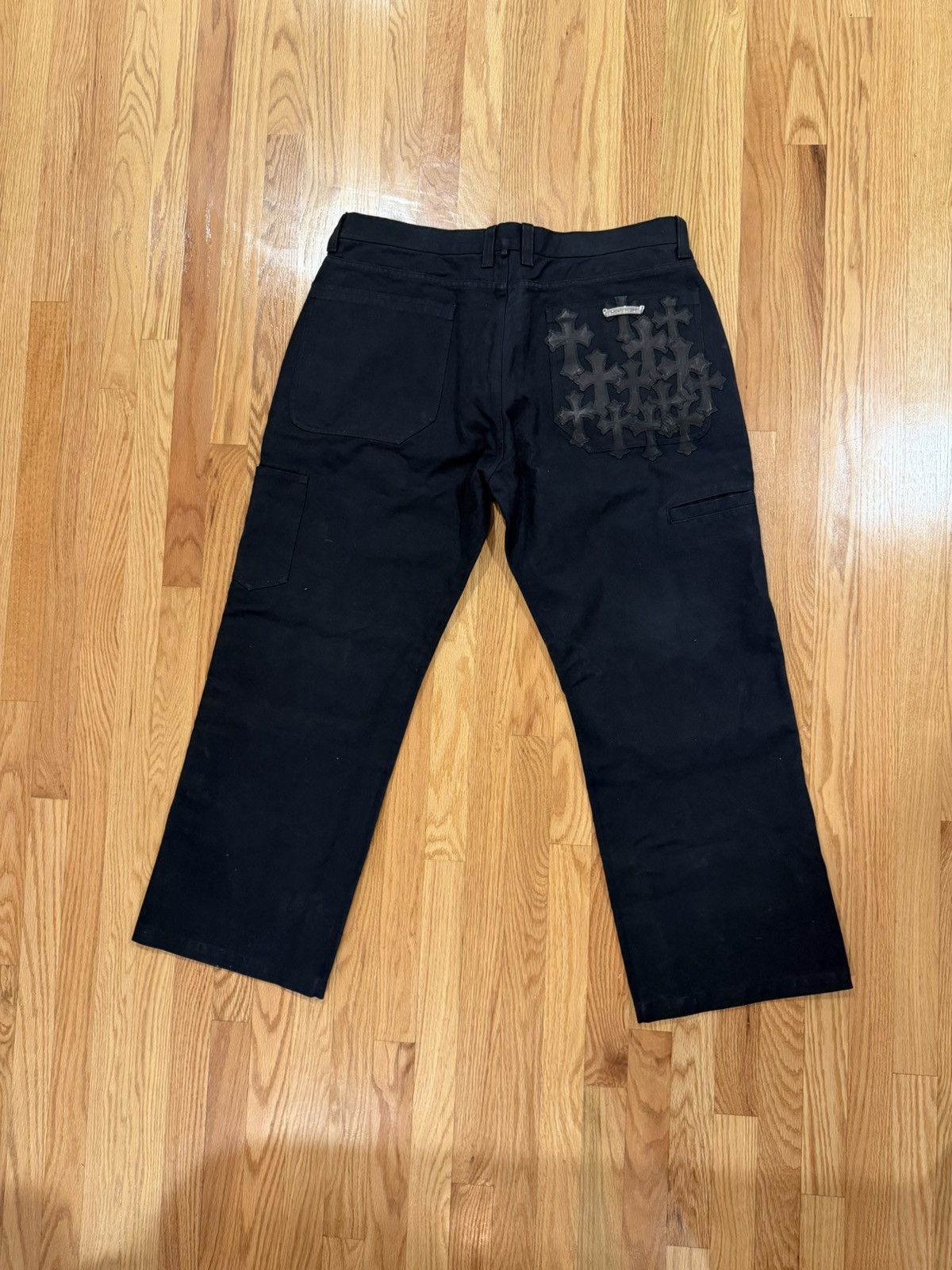 Chrome Hearts BLACK CROSS PATCH HIDDEN KNEE WORK PANTS Size US 40 / EU 56 - 1 Thumbnail