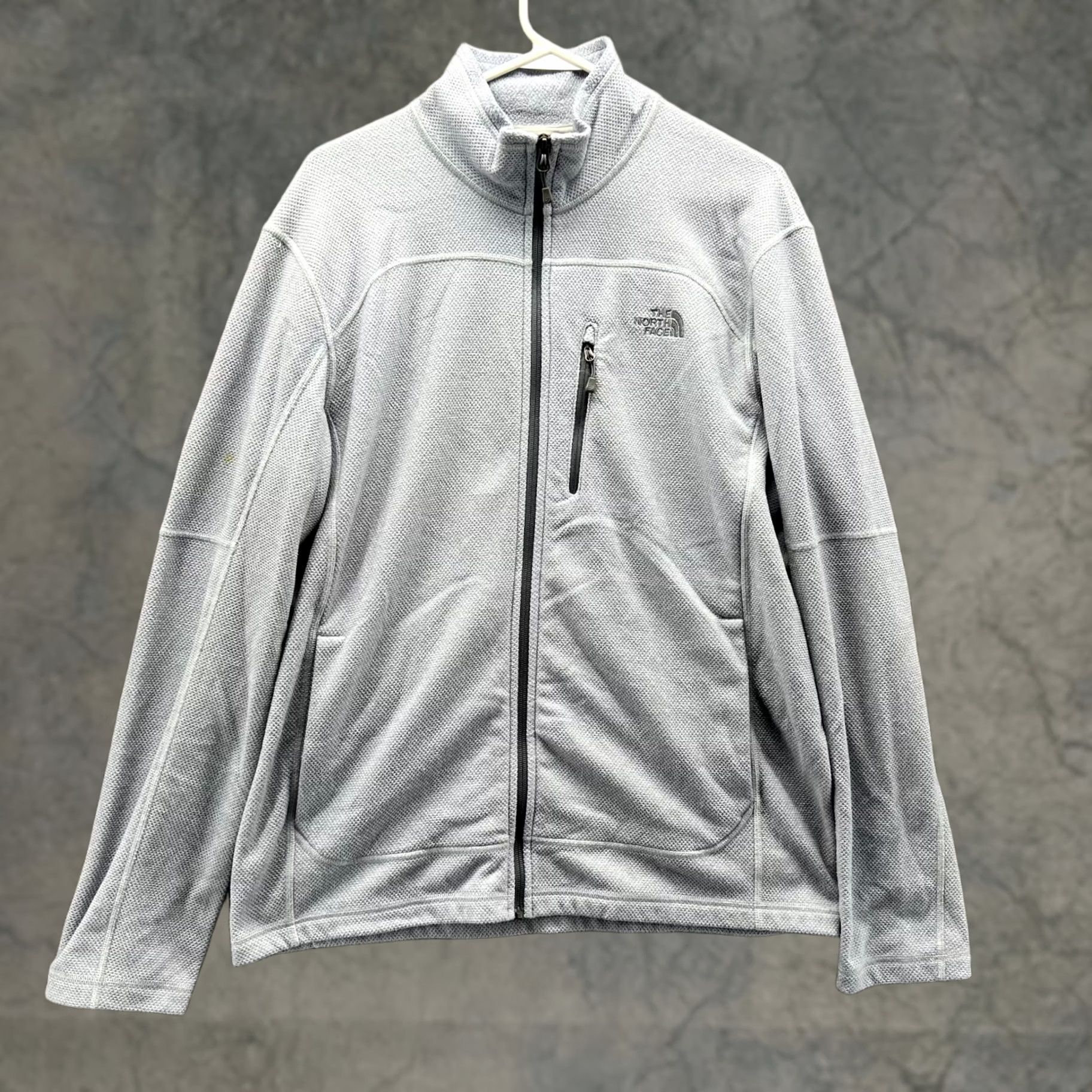 The North Face VINTAGE The North Face Sweater Jacket Mens L Full Zip Grey Fleece Textured Waffle Knit Size US L / EU 52-54 / 3 - 1 Thumbnail