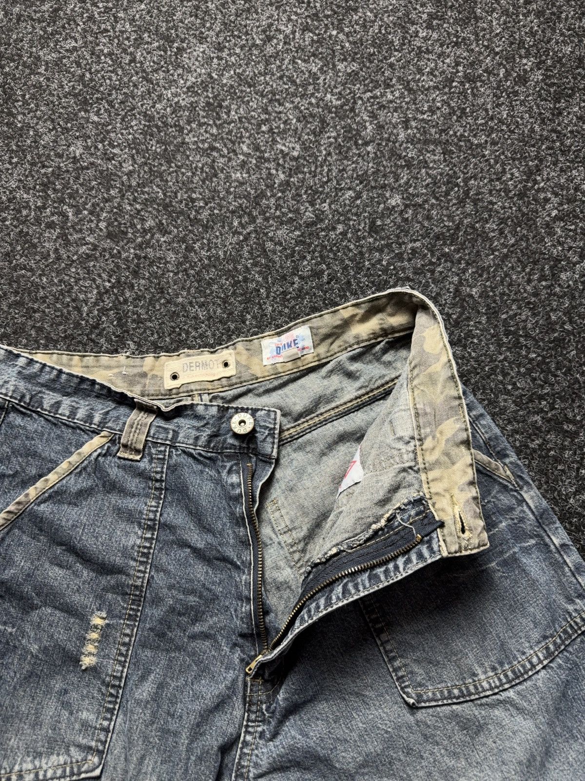 Japanese Brand Vintage 00s Denim Cargo Jeans Y2K Distressed Workwear Baggy Size US 31 - 11 Thumbnail
