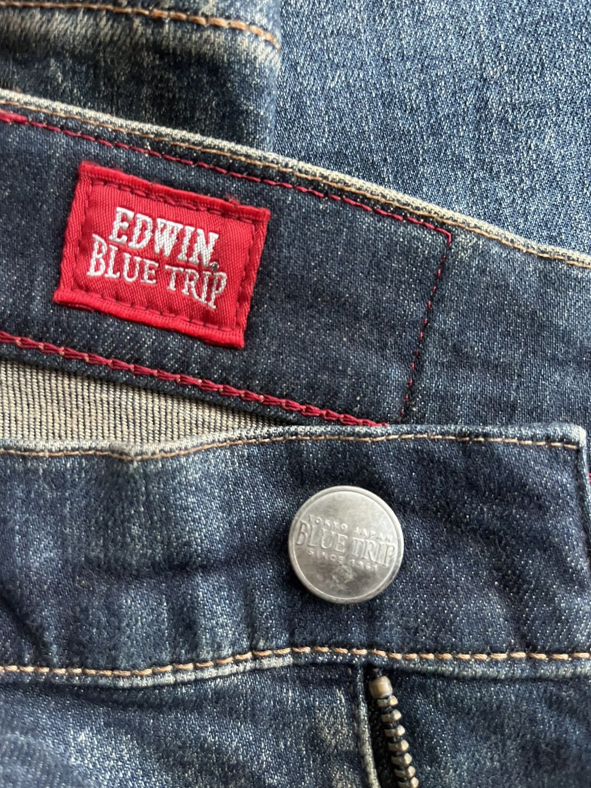 Edwin Vintage Japanese Brand Mud Blue Faded Washed Straight Jeans Size US 34 / EU 50 - 14 Thumbnail
