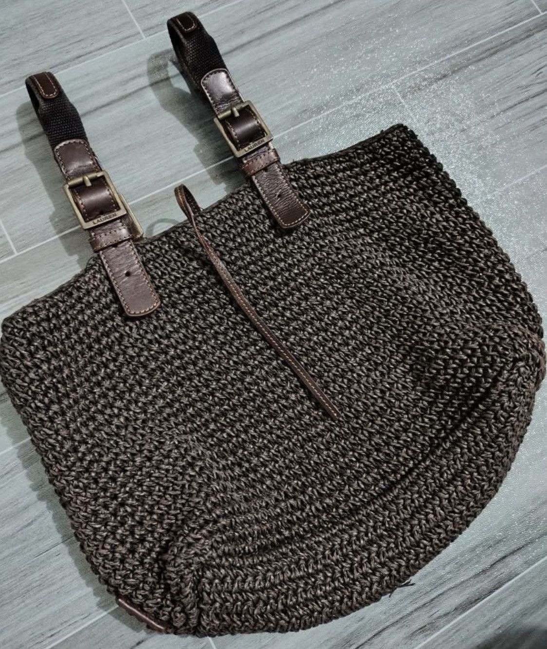 Lauren Ralph Lauren Vintage Brown Woven Tote Bag Size ONE SIZE - 3 Thumbnail