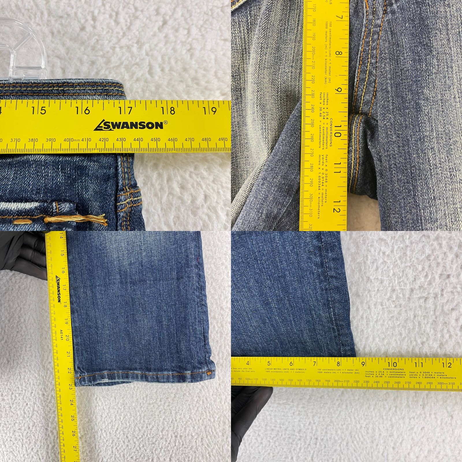Vintage Request Jeans Jeans Womens Cropped Denim Blue Beaded Embroidered Size 14 5-Pocket Regular Rise Mid 23in Inseam 34in Waist Cotton Spandex Casual Pants Size 36" / US 14 / IT 50 - 8 Thumbnail