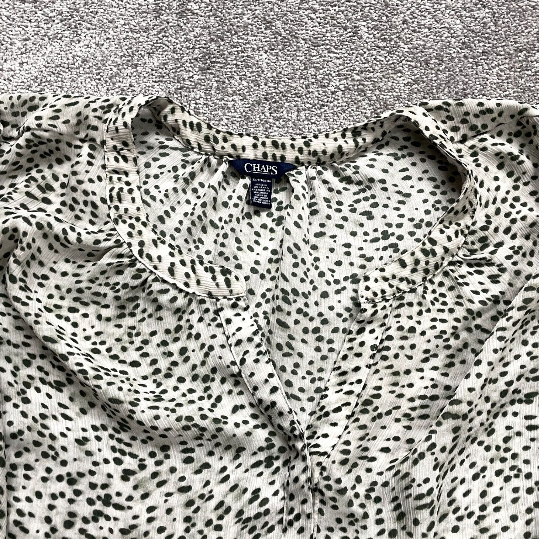 Chaps Chaps Blouse Tunic Womens 3XL Black White Polka Dot V-Neck Short Sleeve Casual Size XXL / US 16-18 / IT 52-54 - 3 Thumbnail