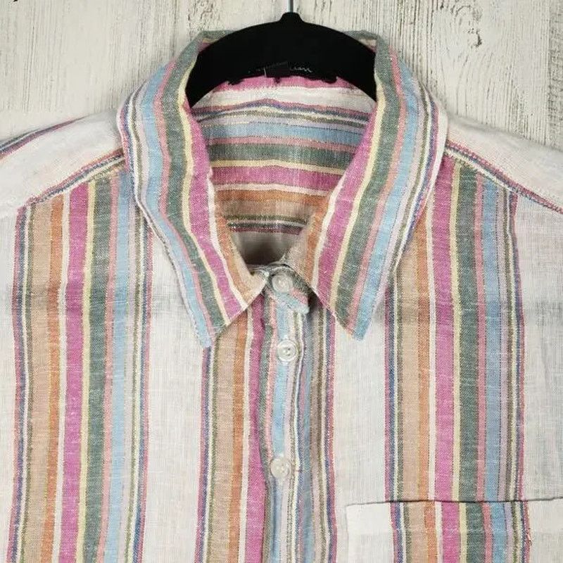 Other Velvet Heart Linen Blend Striped Button Up Blouse Medium Size M / US 6-8 / IT 42-44 - 2 Thumbnail