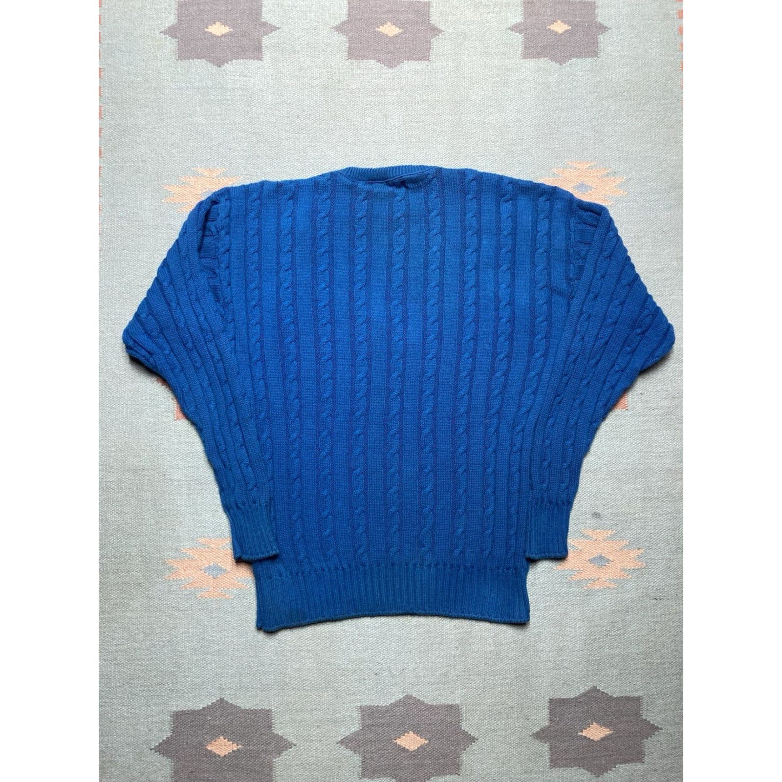 Jantzen VINTAGE Jantzen Crewneck Sweater Cable-Knit Heavyweight Blue Made in USA XL Mens Pullover Crew Neck Knit Size US XL / EU 56 / 4 - 5 Thumbnail