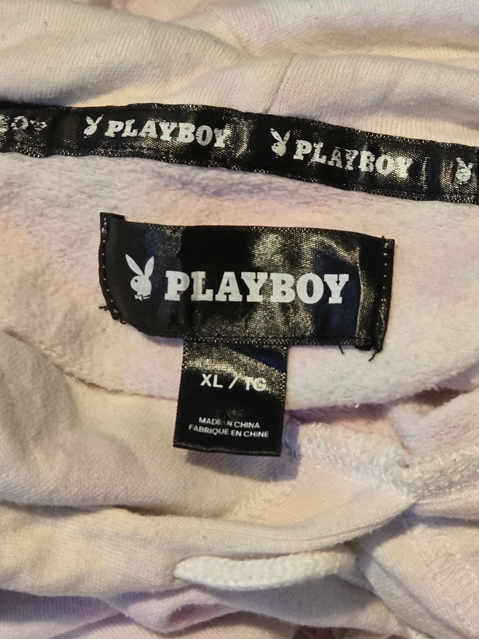 Playboy Playboy Hoodie Womens XL Cropped Tie Dye Pink White Logo Size XL / US 12-14 / IT 48-50 - 2 Thumbnail