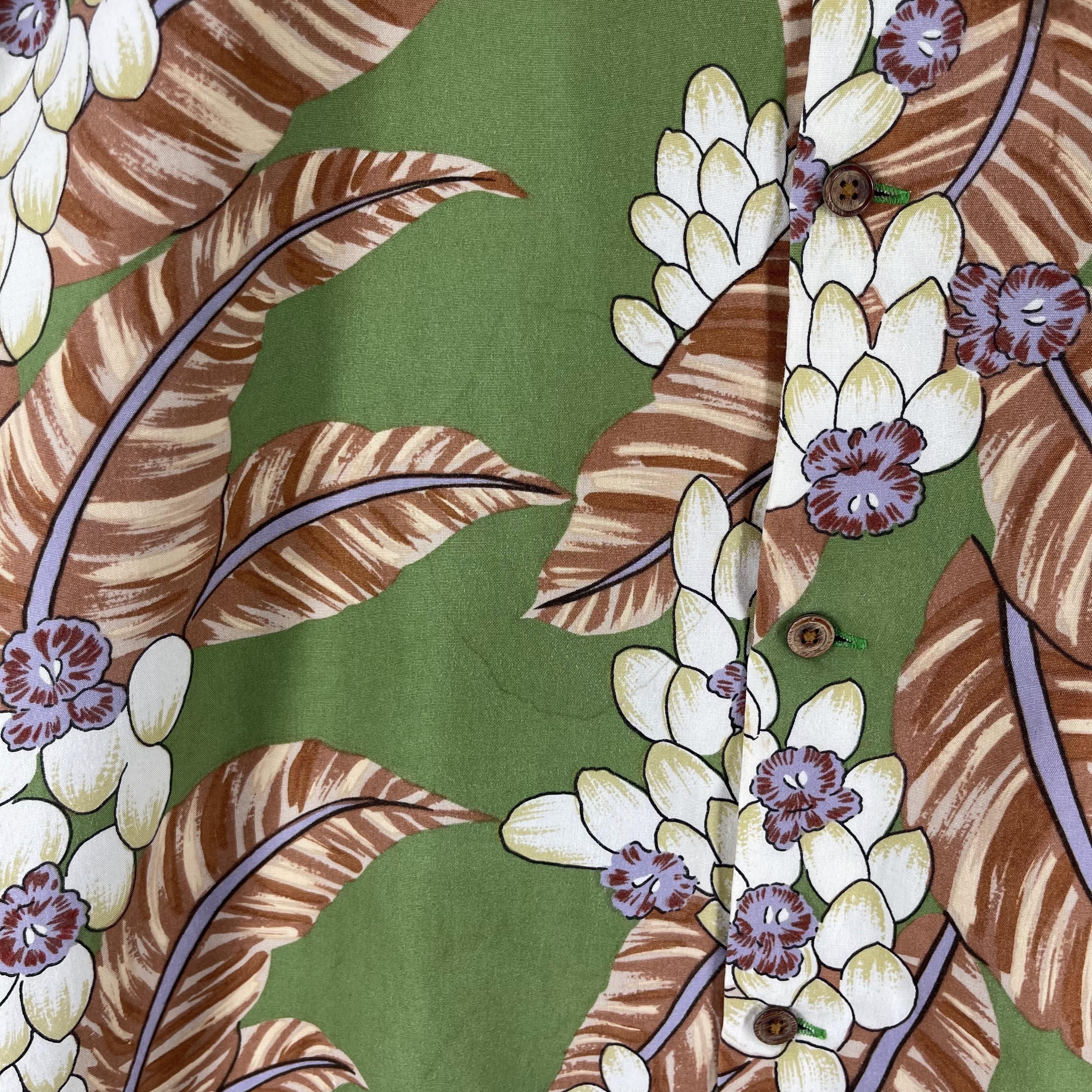 Vintage Vintage Hawaiian Tropical Floral Motive Rayon Shirt Size US L / EU 52-54 / 3 - 7 Thumbnail