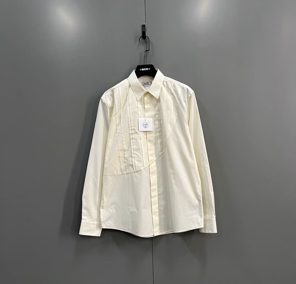 Hermes Hermès Beige Spliced Long Sleeve Shirt J41 Size M / US 6-8 / IT 42-44 - 1 Thumbnail