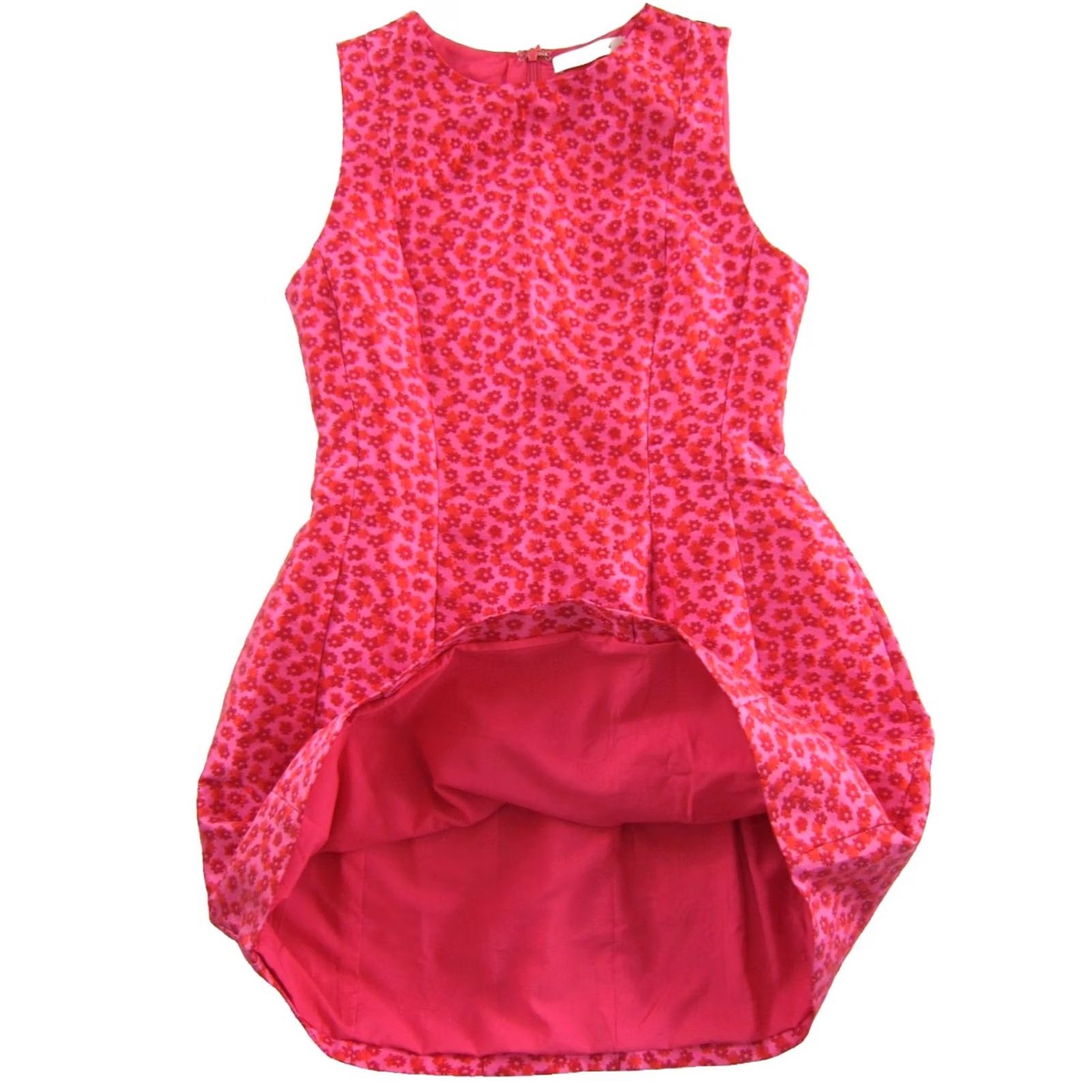 Vintage Mustard Seed Pink Orange Floral Embroidered Sleeveless Shift Tank Dress Small Size S / US 4 / IT 40 - 5 Thumbnail