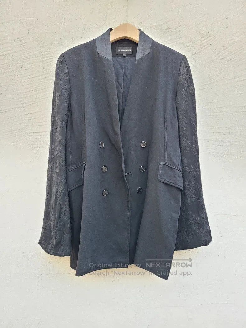 Ann Demeulemeester Ann Demeulemeester Embroidered Black Blazer . Size US L / EU 52-54 / 3 - 4 Thumbnail