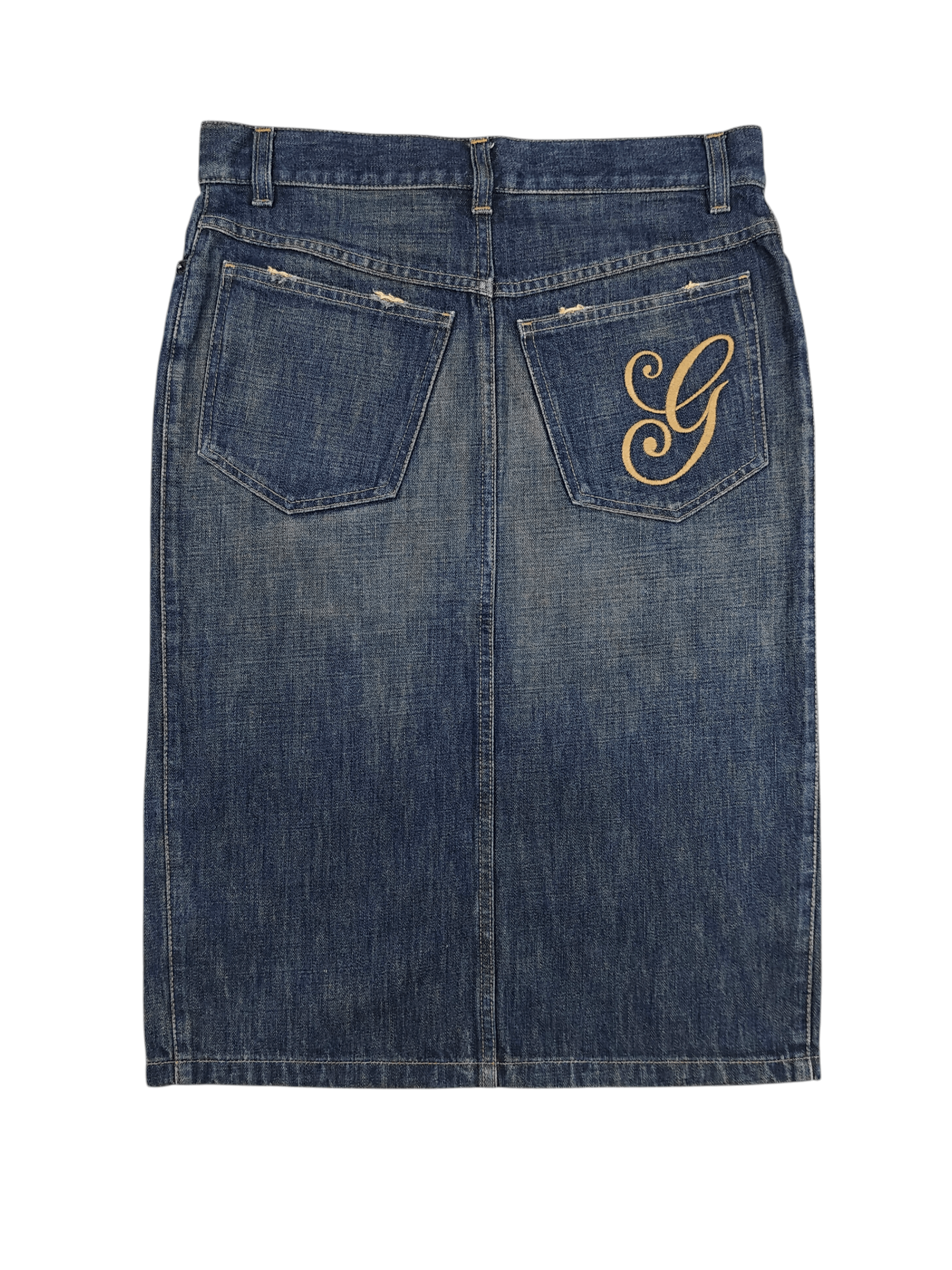 Gucci 00s Gucci 🔥Y2K Embroidered G Back Pocket Denim Skirt Size 30" / US 8 / IT 44 - 1 Thumbnail