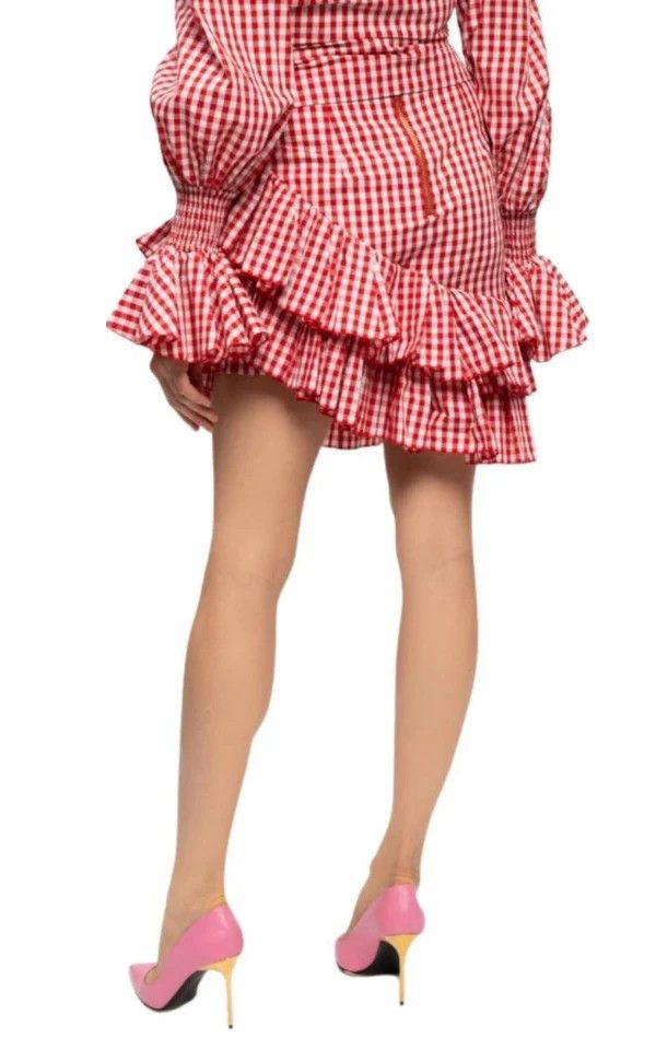 Balmain o1y0625 Mini Skirt in Red/White Size 26" / US 2 / IT 38 - 4 Thumbnail