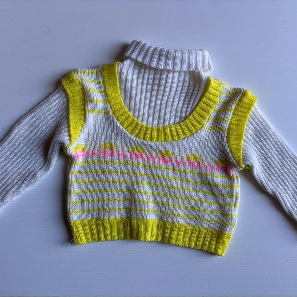 Designer Vintage Handmade Knitted Sweater Size US XXS / EU 40 - 2 Thumbnail