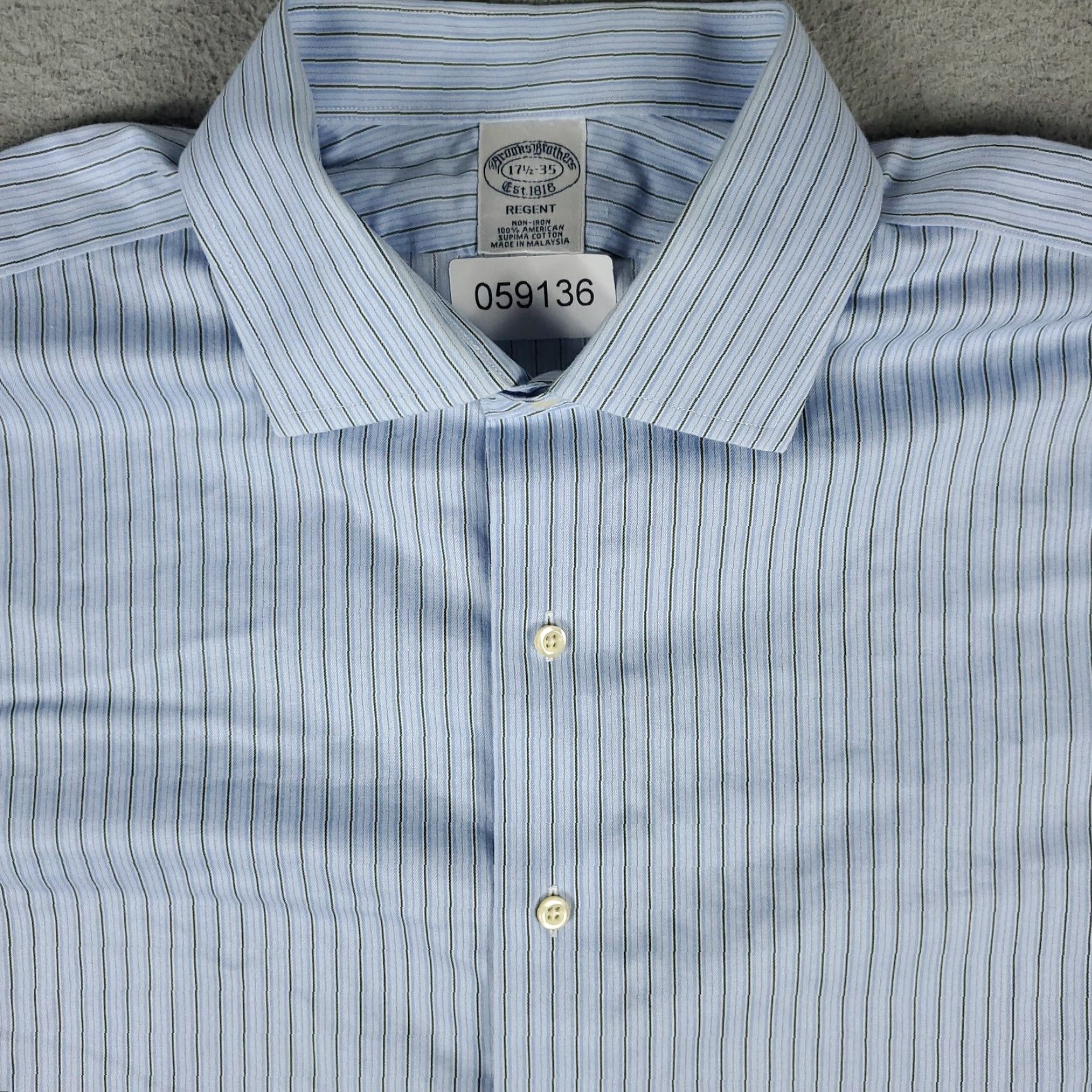 Brooks Brothers VINTAGE Brooks Brothers Dress Shirt Men 17.5 Blue Striped Long Sleeve Business Casual Formal Size 46R - 2 Thumbnail