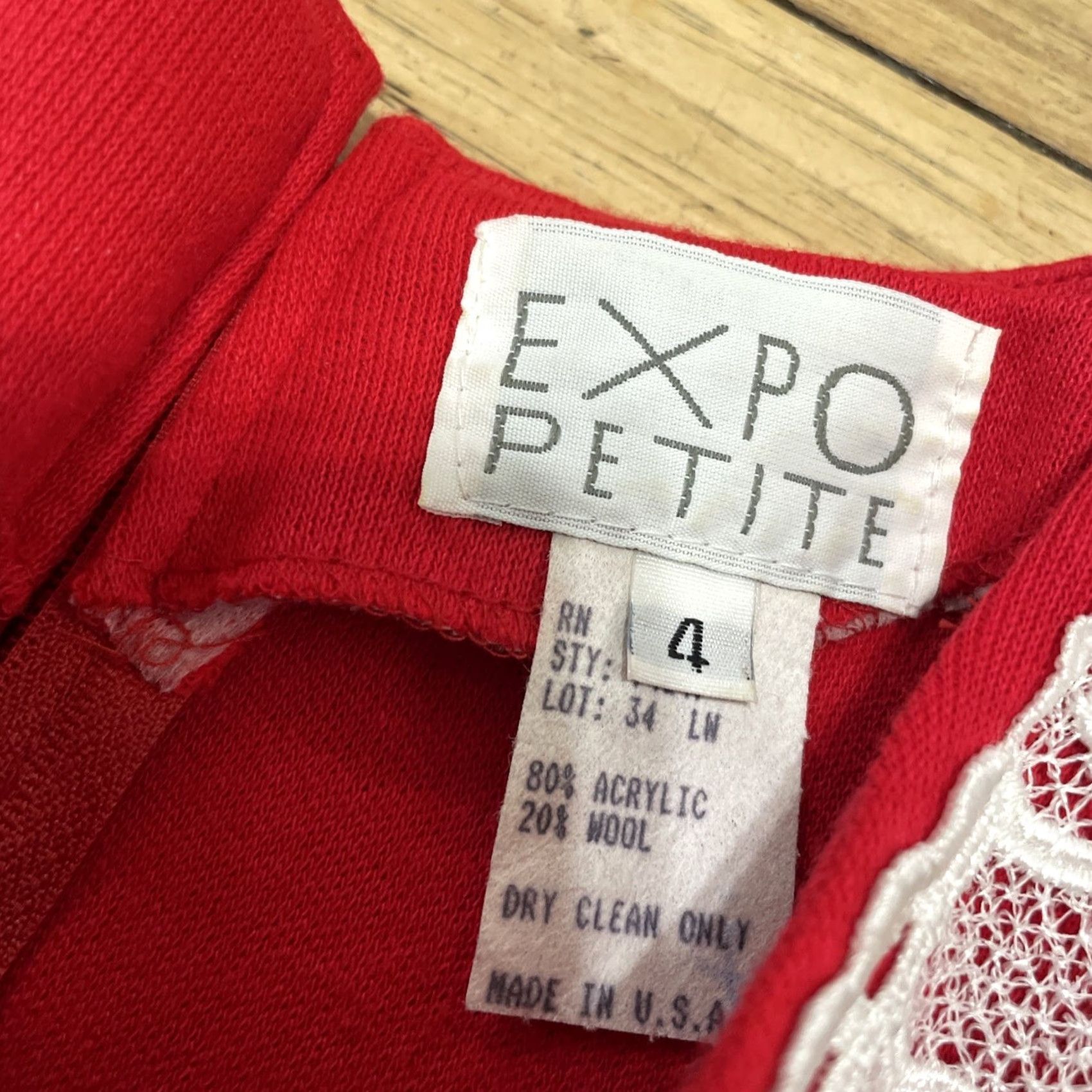 Vintage VINTAGE Expo Prairie Dress Womens 1980s Red Wool Lace Trim Made USA 8 Zipper Size M / US 6-8 / IT 42-44 - 7 Thumbnail