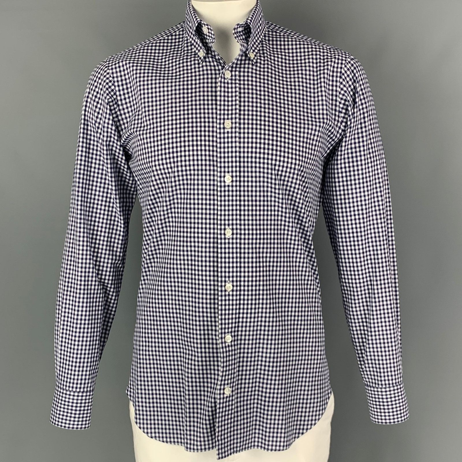 Hamilton HAMILTON Size L Navy White Gingham Long Sleeve Shirt Size US L / EU 52-54 / 3 - 1 Thumbnail