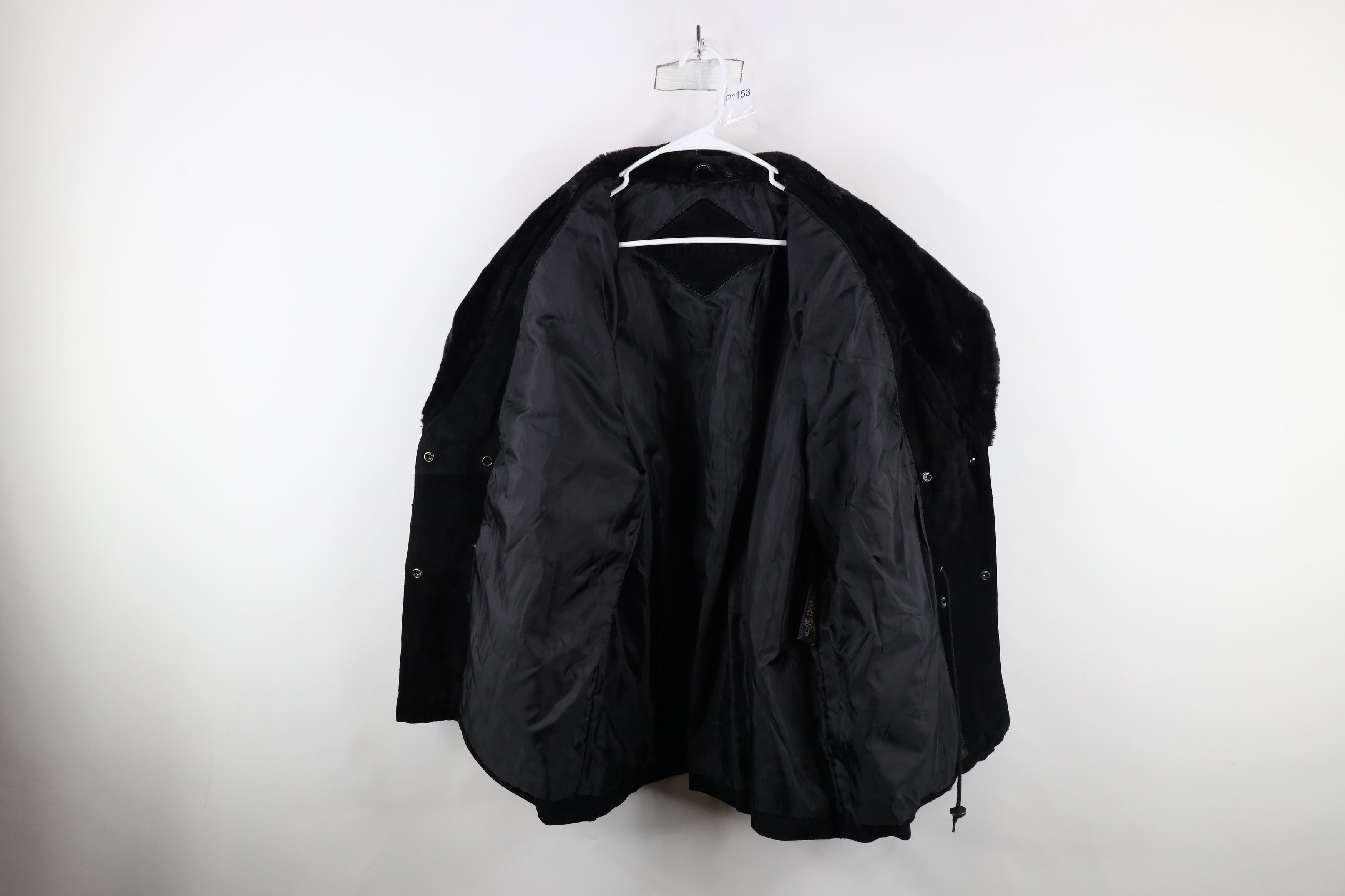 Vintage Vintage 90s Streetwear Plush Collar Suede Leather Jacket Size L / US 10 / IT 46 - 9 Thumbnail