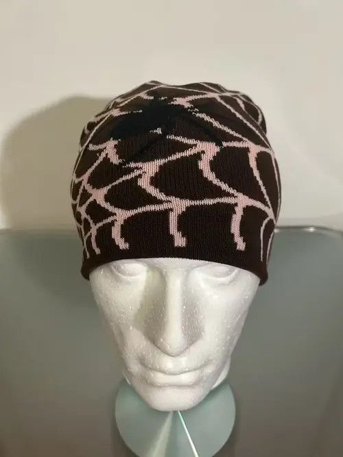 Japanese Brand Y2K Spiderweb beanie (coffee pink) Size ONE SIZE - 2 Thumbnail