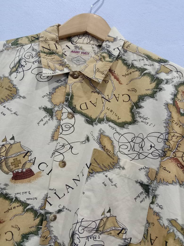 Japanese Brand VINTAGE ABBRE VIATE ATLANTIC MAPS BUTTON DOWN LARGE SIZE Size US XL / EU 56 / 4 - 5 Thumbnail