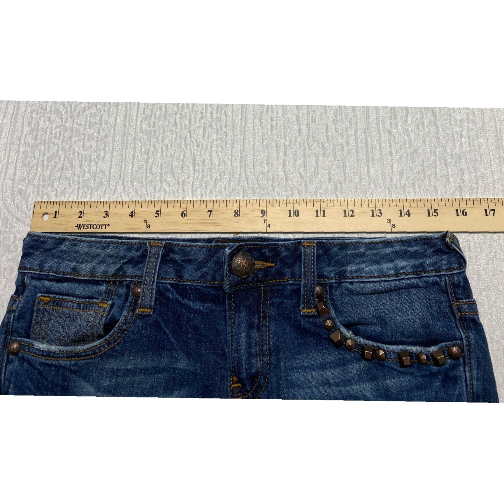 Express Express Jeans Rerock Women's Size 6 Blue Skinny Distressed Stretch Whiskers Size 28" / US 6 / IT 42 - 6 Thumbnail
